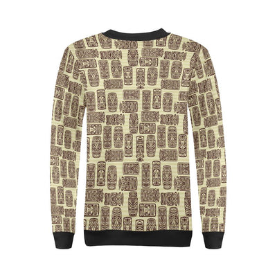 Tiki Brown Mask Print Women Long Sleeve Sweatshirt-JorJune