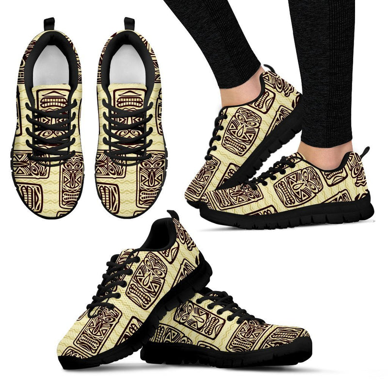 Hawaiian Polynesian Tiki Print Pattern Women Sneakers