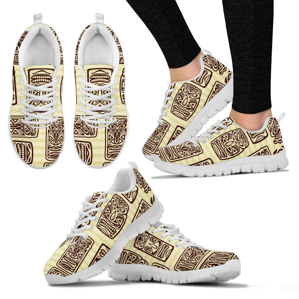 Hawaiian Polynesian Tiki Print Pattern Women Sneakers