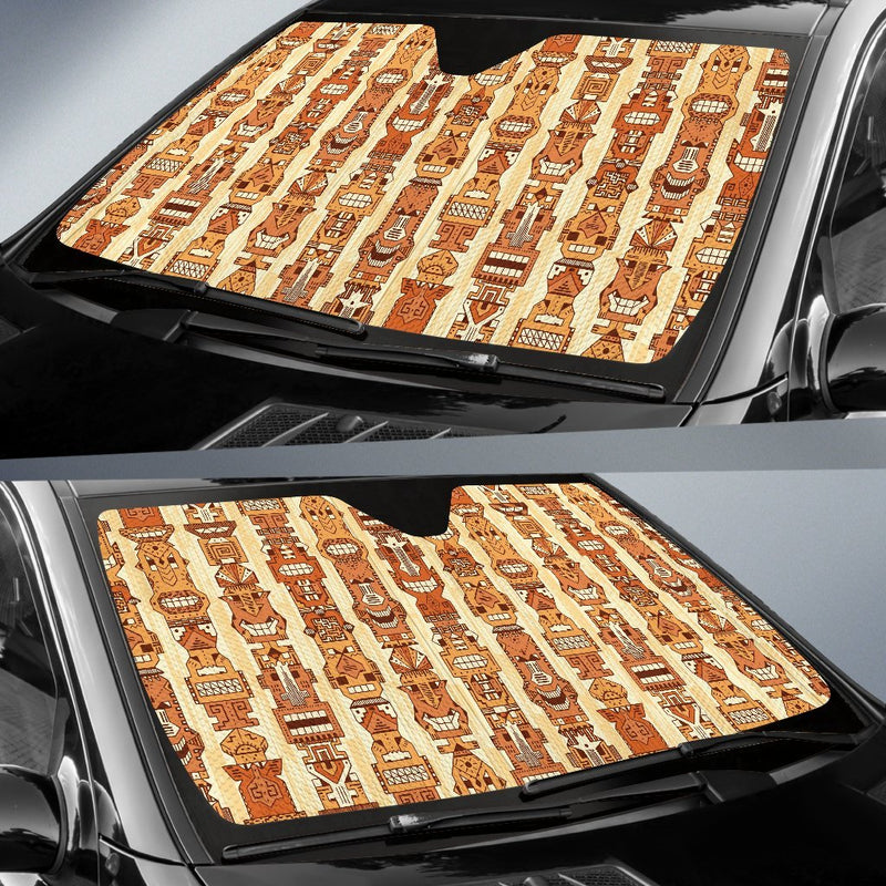 Tiki Orange Vertical Pattern Car Sun Shade-JorJune