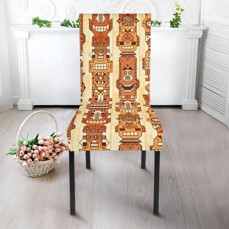 Tiki Orange Vertical Pattern Dining Chair Slipcover-JORJUNE.COM