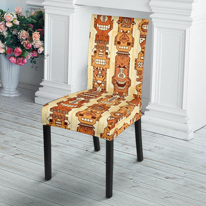 Tiki Orange Vertical Pattern Dining Chair Slipcover-JORJUNE.COM