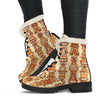 Tiki Orange Vertical Pattern Faux Fur Leather Boots