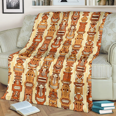 Tiki Orange Vertical Pattern Fleece Blanket