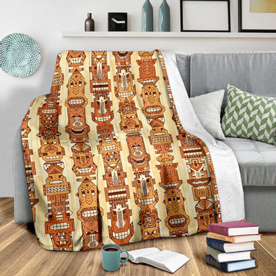 Tiki Orange Vertical Pattern Fleece Blanket