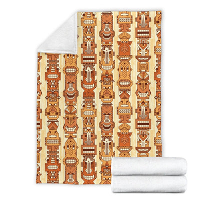 Tiki Orange Vertical Pattern Fleece Blanket