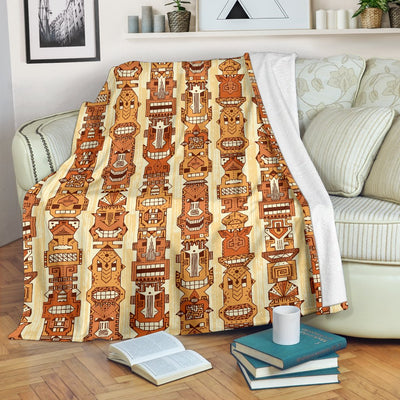 Tiki Orange Vertical Pattern Fleece Blanket