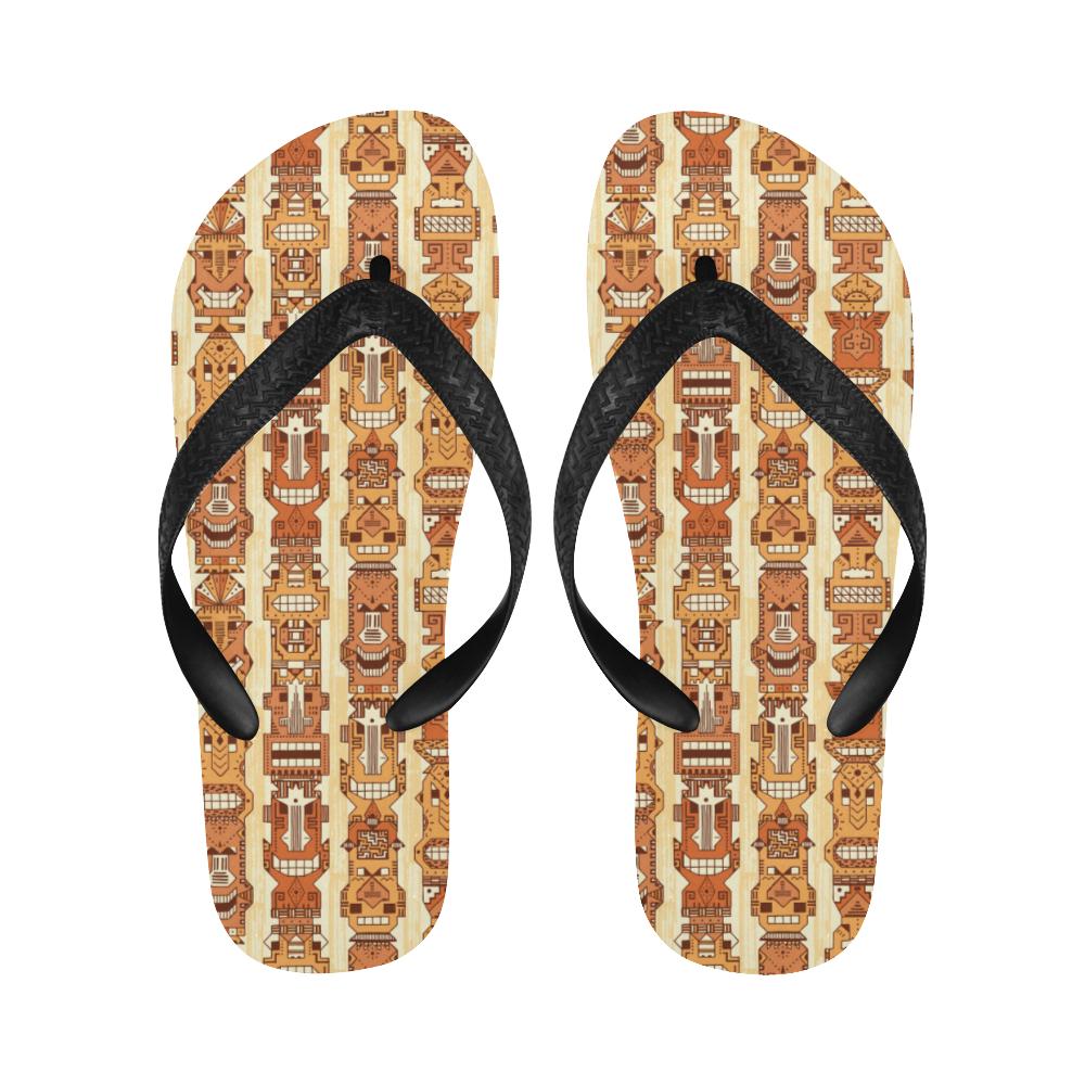 Tiki Orange Vertical Pattern Flip Flops-JorJune