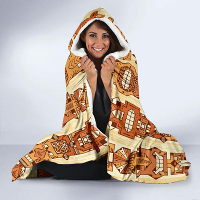 Tiki Orange Vertical Pattern Hooded Blanket-JORJUNE.COM