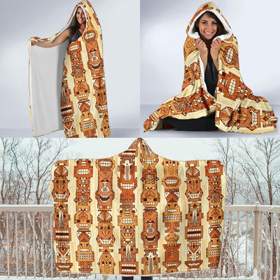 Tiki Orange Vertical Pattern Hooded Blanket-JORJUNE.COM