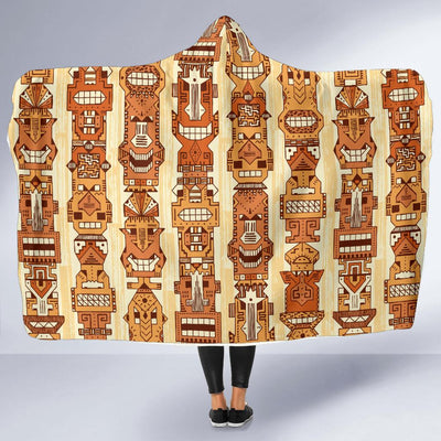 Tiki Orange Vertical Pattern Hooded Blanket-JORJUNE.COM