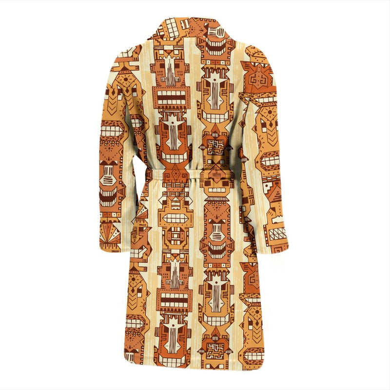 Tiki Orange Vertical Pattern Men Bath Robe