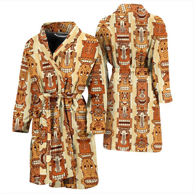 Tiki Orange Vertical Pattern Men Bath Robe