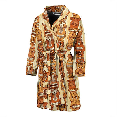 Tiki Orange Vertical Pattern Men Bath Robe