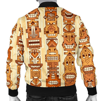 Tiki Orange Vertical Pattern Men Casual Bomber Jacket