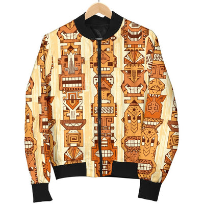 Tiki Orange Vertical Pattern Men Casual Bomber Jacket