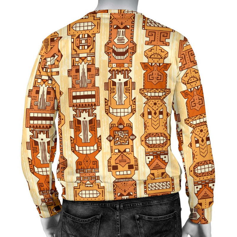 Tiki Orange Vertical Pattern Men Crewneck Sweatshirt