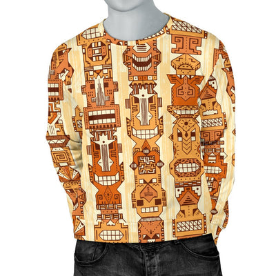 Tiki Orange Vertical Pattern Men Crewneck Sweatshirt