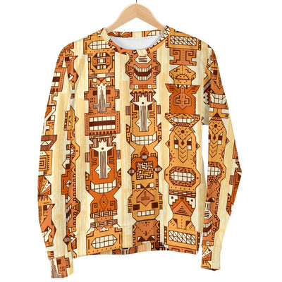 Tiki Orange Vertical Pattern Men Crewneck Sweatshirt