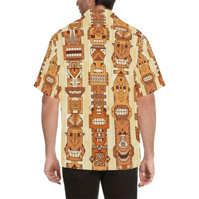 Tiki Orange Vertical Pattern Men Hawaiian Shirt