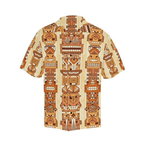 Tiki Orange Vertical Pattern Men Hawaiian Shirt