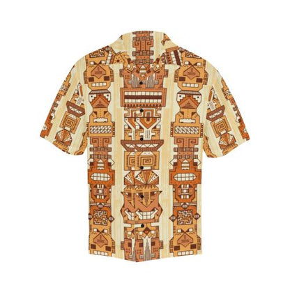 Tiki Orange Vertical Pattern Men Hawaiian Shirt