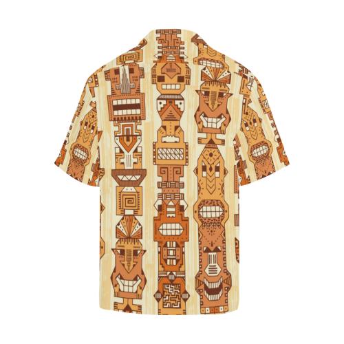 Tiki Orange Vertical Pattern Men Hawaiian Shirt