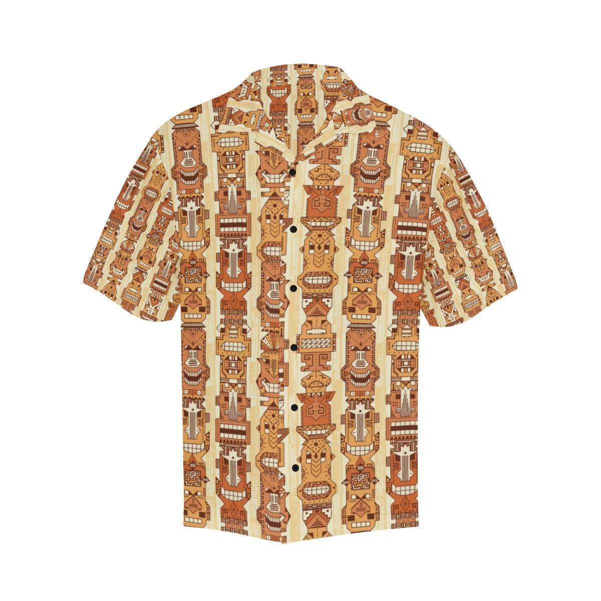 Tiki Orange Vertical Pattern Men Hawaiian Shirt-JorJune