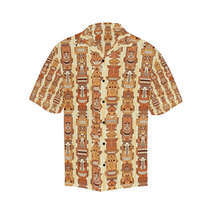 Tiki Orange Vertical Pattern Men Hawaiian Shirt-JorJune