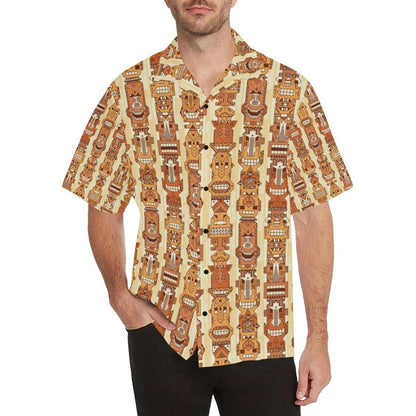 Tiki Orange Vertical Pattern Men Hawaiian Shirt-JorJune