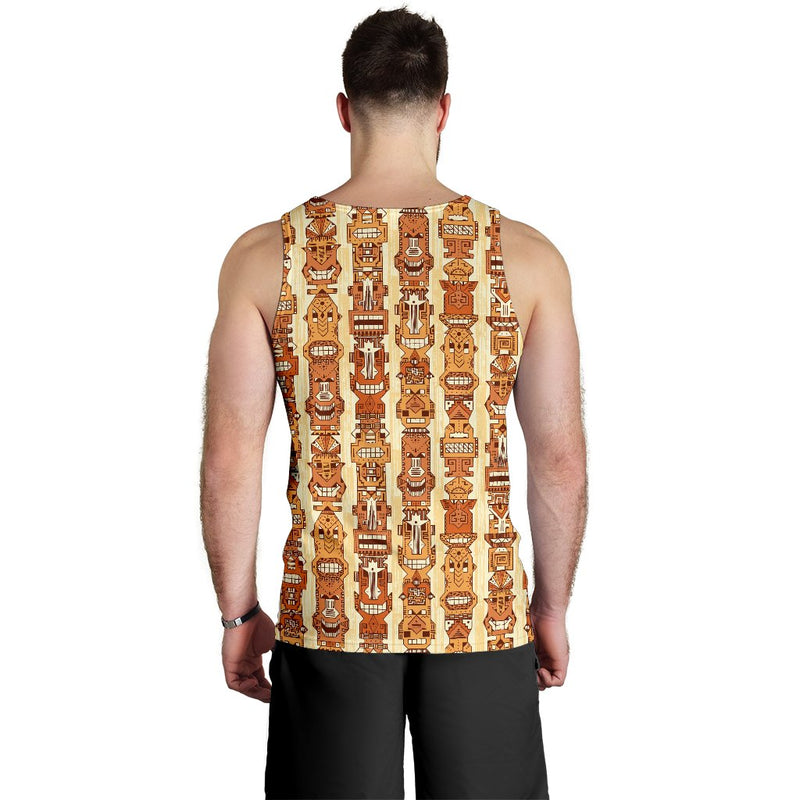 Tiki Orange Vertical Pattern Men Tank Top