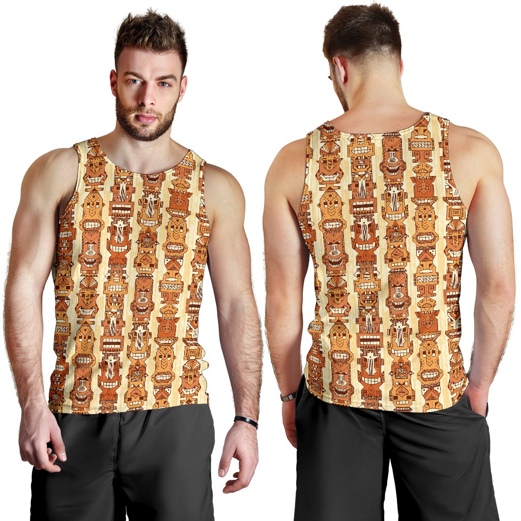 Tiki Orange Vertical Pattern Men Tank Top