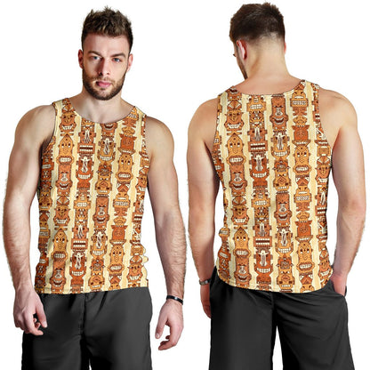 Tiki Orange Vertical Pattern Men Tank Top