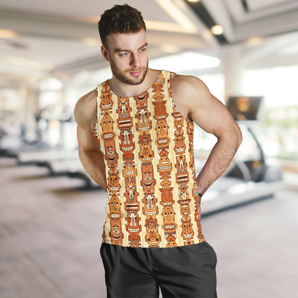 Tiki Orange Vertical Pattern Men Tank Top