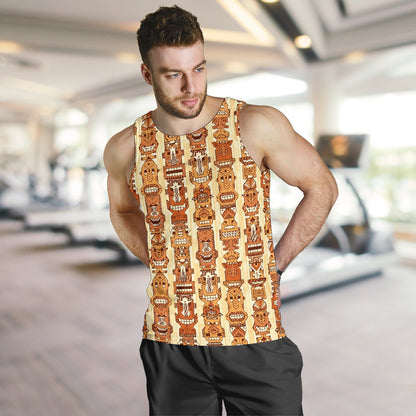 Tiki Orange Vertical Pattern Men Tank Top
