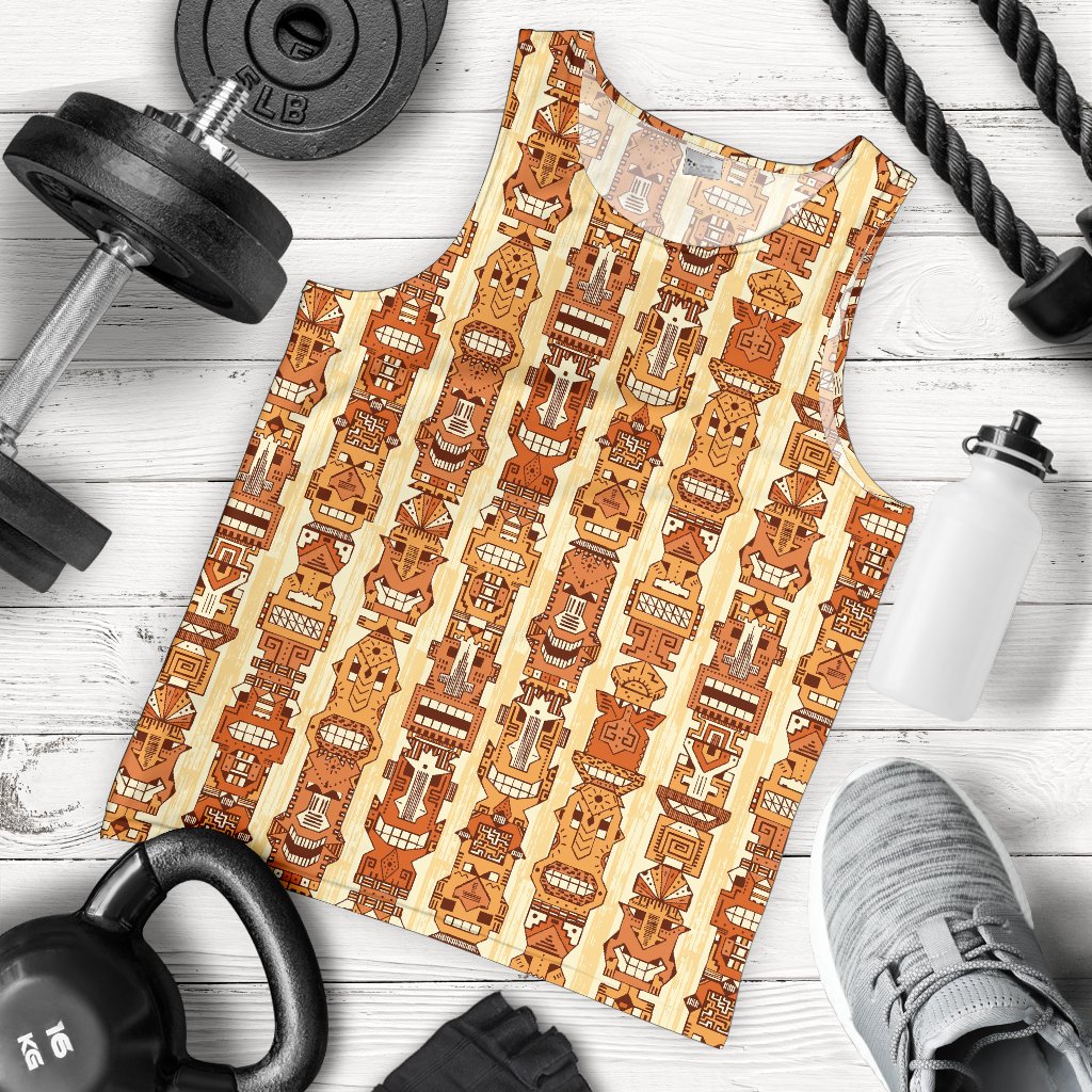 Tiki Orange Vertical Pattern Men Tank Top