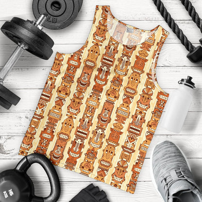 Tiki Orange Vertical Pattern Men Tank Top