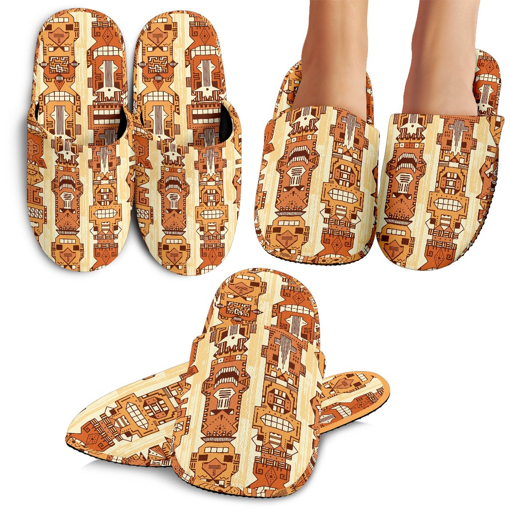 Tiki Orange Vertical Pattern Slippers