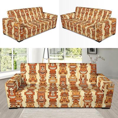 Tiki Orange Vertical Pattern Sofa Slipcover-JORJUNE.COM