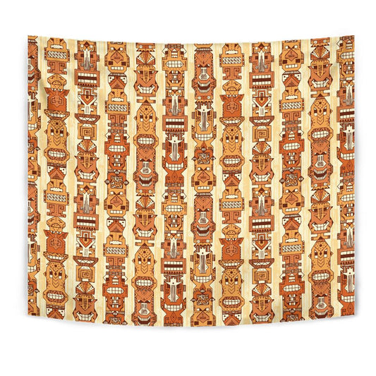 Tiki Orange Vertical Pattern Tapestry