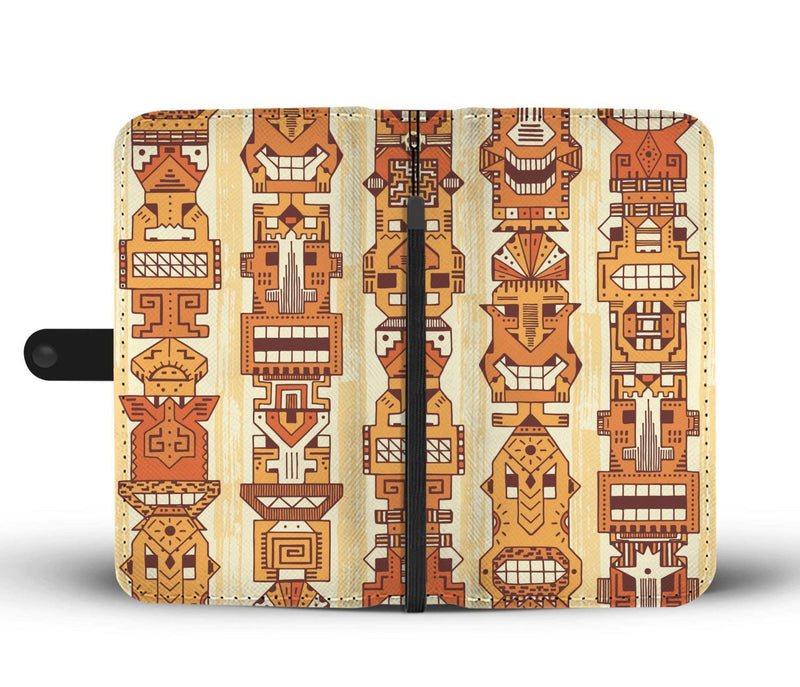 Hawaiian Polynesian Tiki Pattern Wallet Phone Case