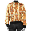 Tiki Orange Vertical Pattern Women Casual Bomber Jacket