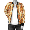 Tiki Orange Vertical Pattern Women Casual Bomber Jacket