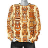 Tiki Orange Vertical Pattern Women Crewneck Sweatshirt