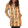 Tiki Orange Vertical Pattern Women Hoodie Dress