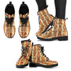 Tiki Orange Vertical Pattern Women Leather Boots