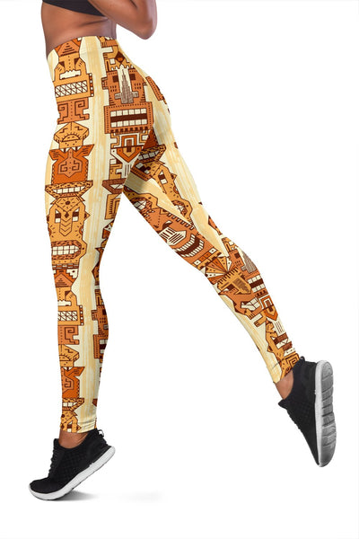 Tiki Orange Vertical Pattern Women Leggings