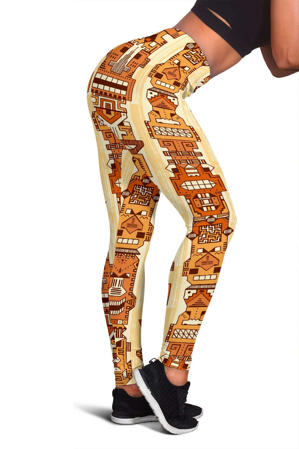 Tiki Orange Vertical Pattern Women Leggings