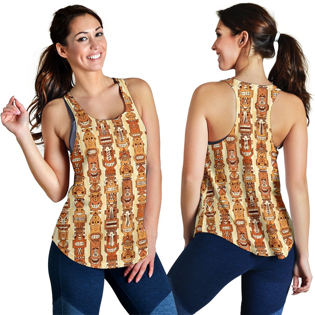 Tiki Orange Vertical Pattern Women Racerback Tank Top