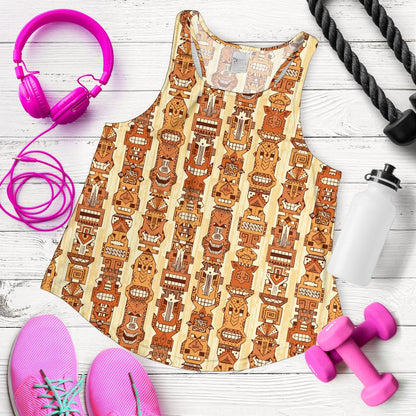 Tiki Orange Vertical Pattern Women Racerback Tank Top